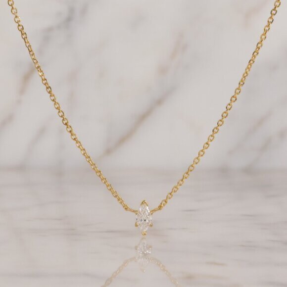 "Havana" 14K Marquis Pendant Necklace - Picture 2 of 2